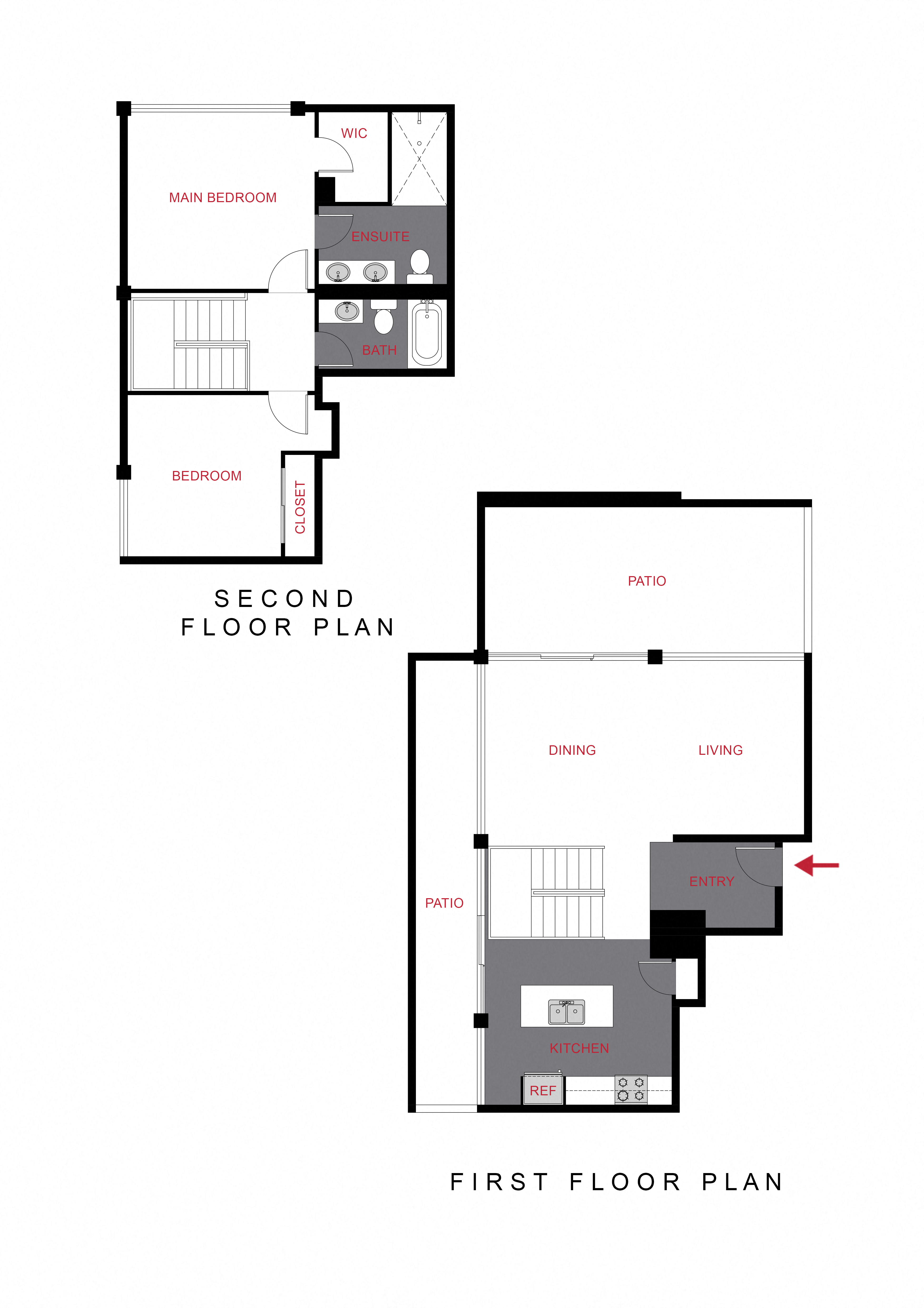 Floor plan for 2 beds, 2 baths, 1273 sqft